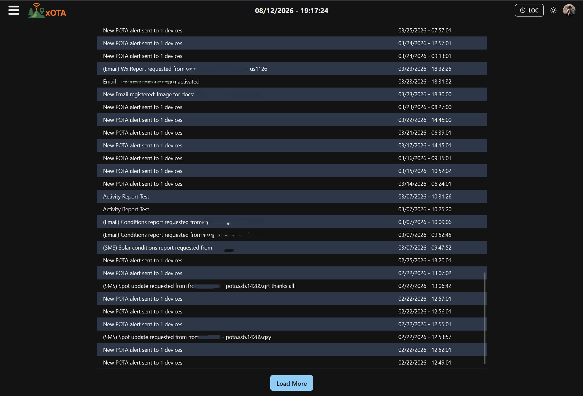 activity log